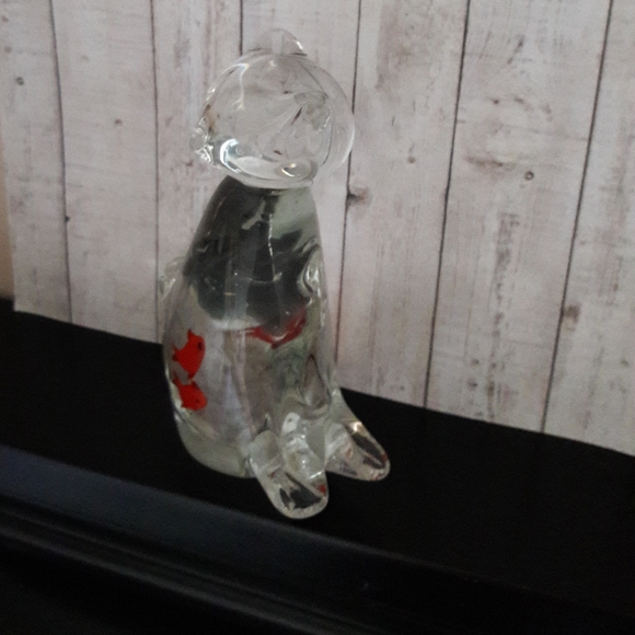 Handblow Glass Cat Figurine with two gold fish. - Picture 2 of 5